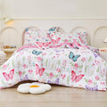 Twin Size Comforter Set for Girls Kids - Flower Butterfly Bedding