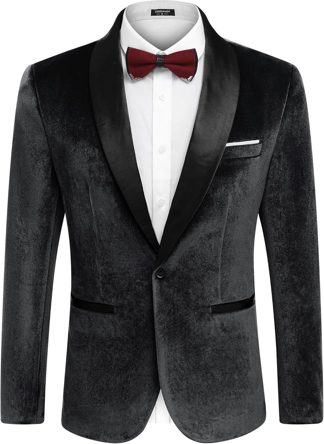 Stylish COOFANDY Men's Velvet Tuxedo One Button Jacket for Events