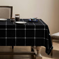 Grid Embroidered Hemmed Tablecloth 60x120 in - Farmhouse Cotton Linen