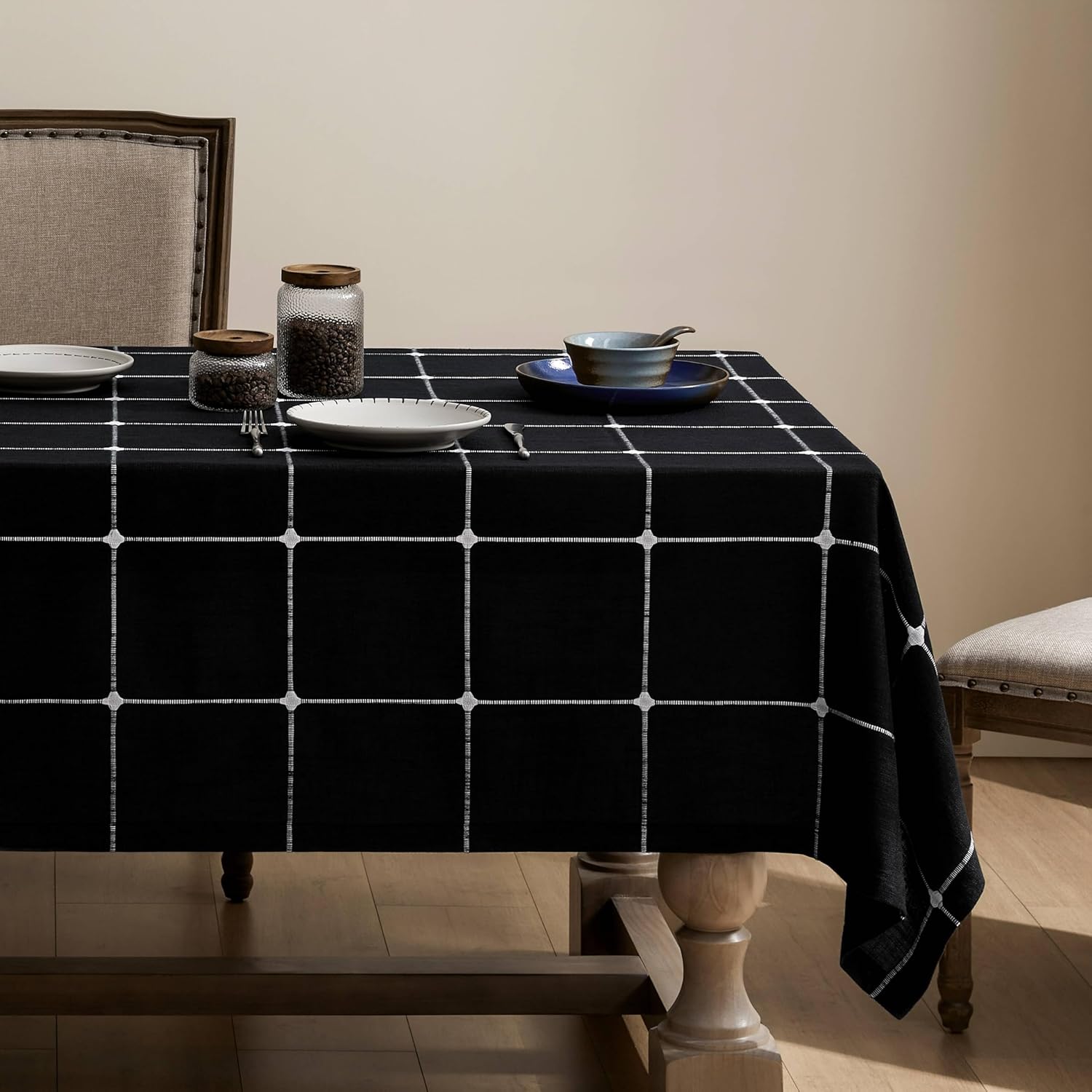 Farmhouse Style Heavy Weight Cotton Linen Tablecloth 60x120 in