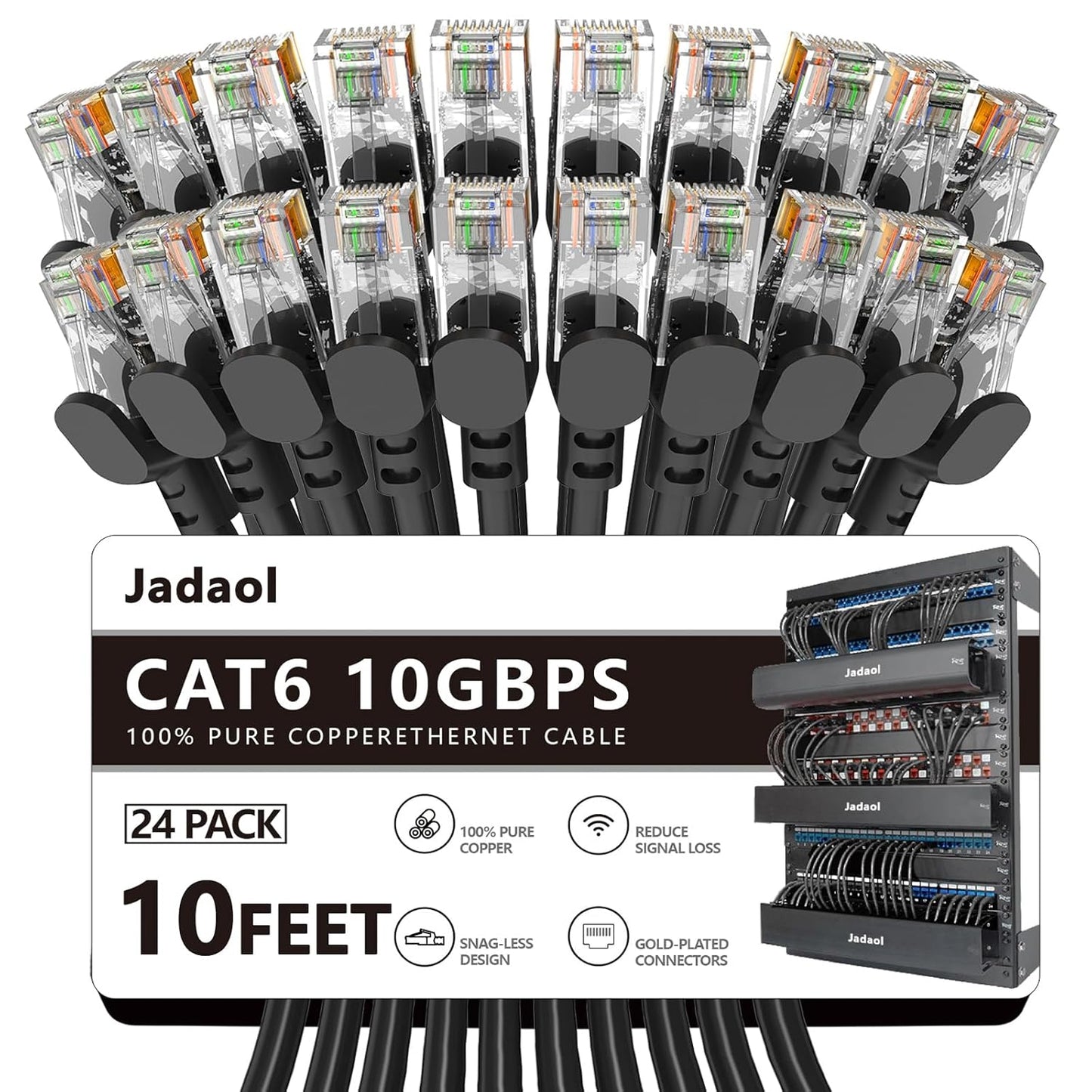 Jadaol Cat6 10ft Ethernet Patch Cable for High-Speed Connectivity