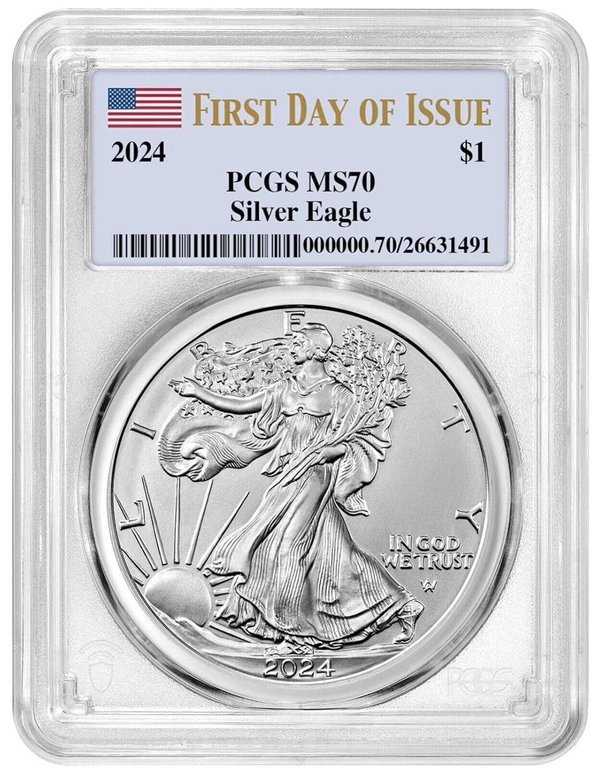 2024 $1 American Silver Eagle Coin PCGS MS70 First Day of Issue