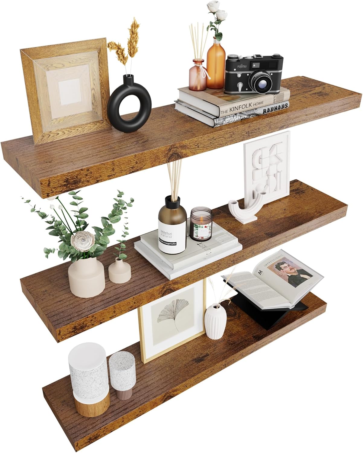 Colima Floating Shelves for Wall - Stylish Brown Wood Design