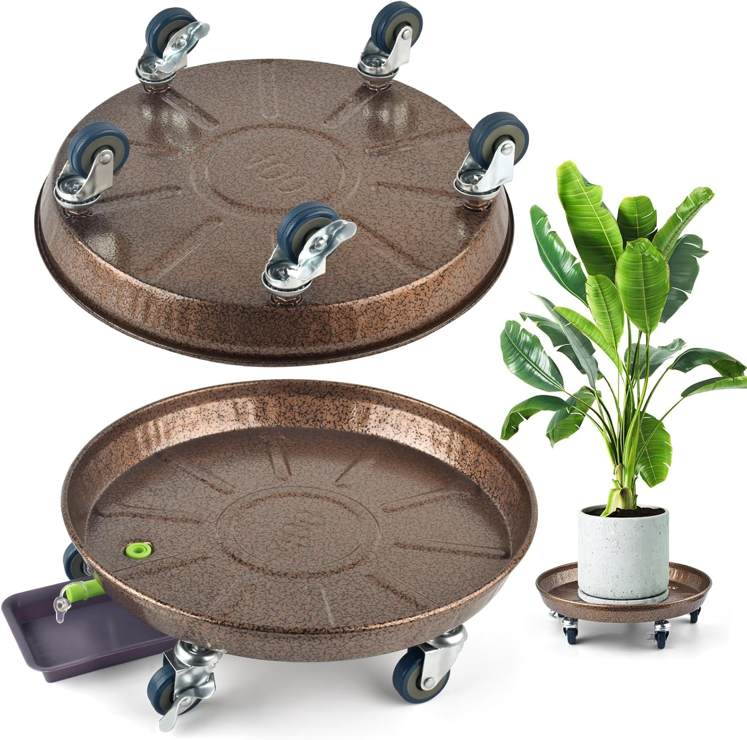 Heavy-Duty Plant Caddy with Lockable Wheels for Easy Mobility