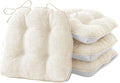 Cream Chair Cushions for Dining Chairs Set of 4 - Tufted Memory Foam