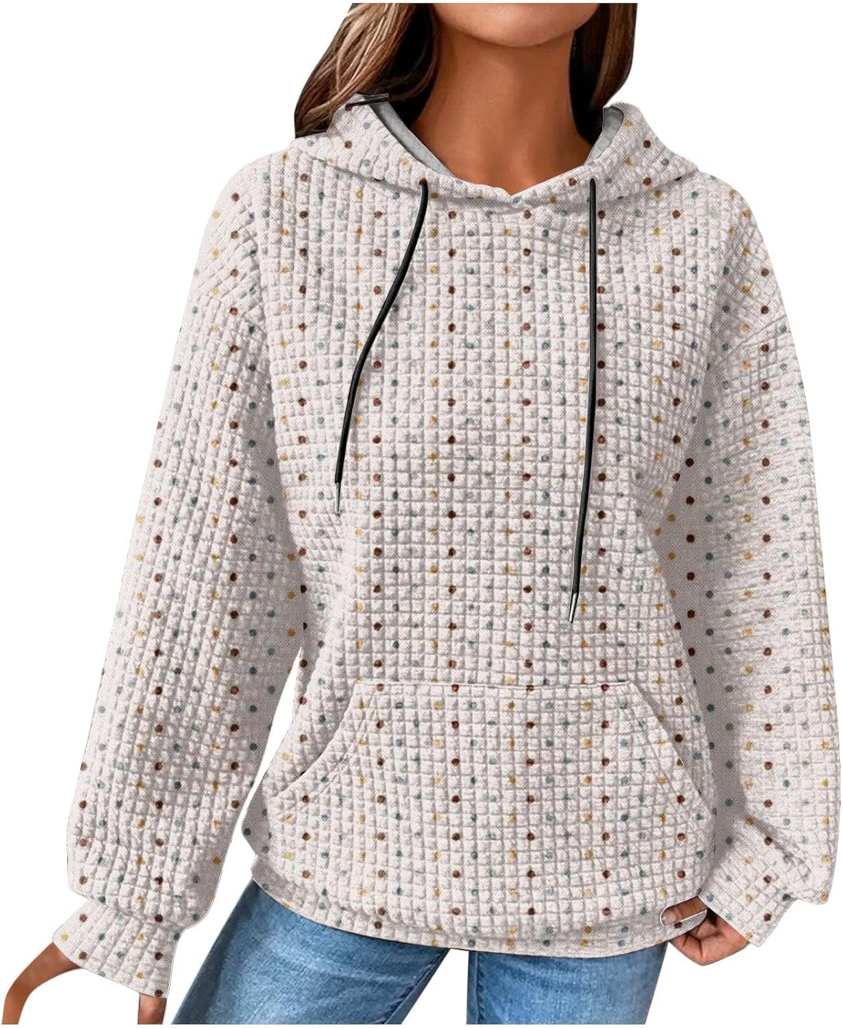 Waffle Knit Hoodie: Comfy Fall Sweatshirt for Women