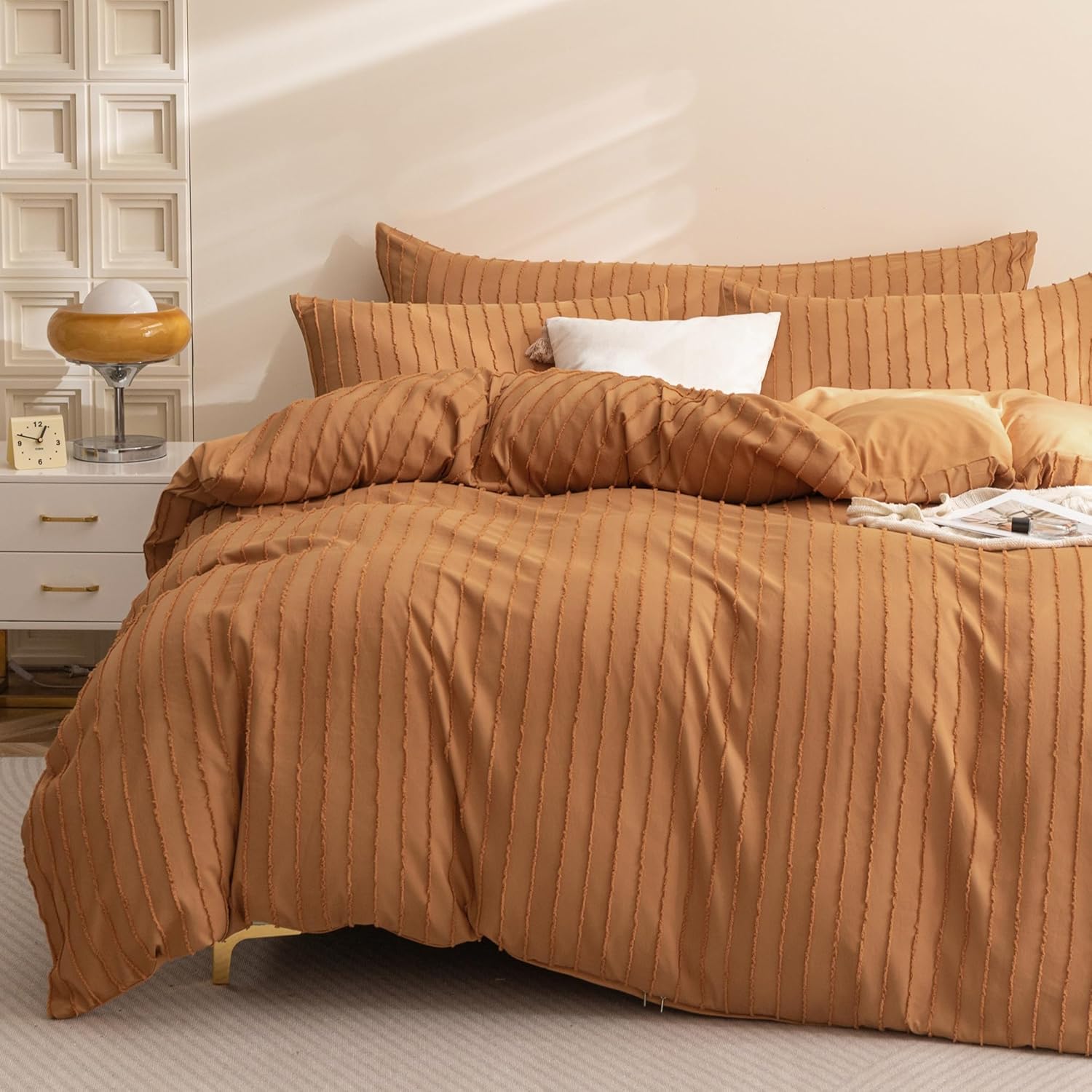 JELLYMONI Boho Striped Duvet Cover Set for Full Size Beds