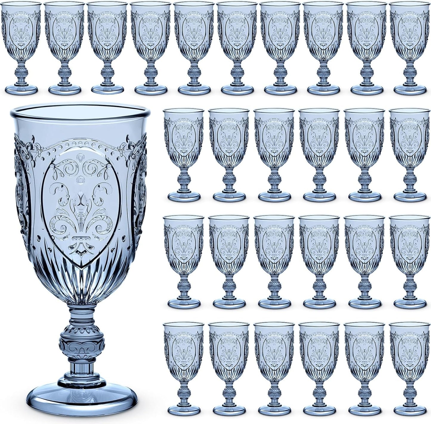 48 Pcs Vintage Plastic Goblets for Wine and Juice Events