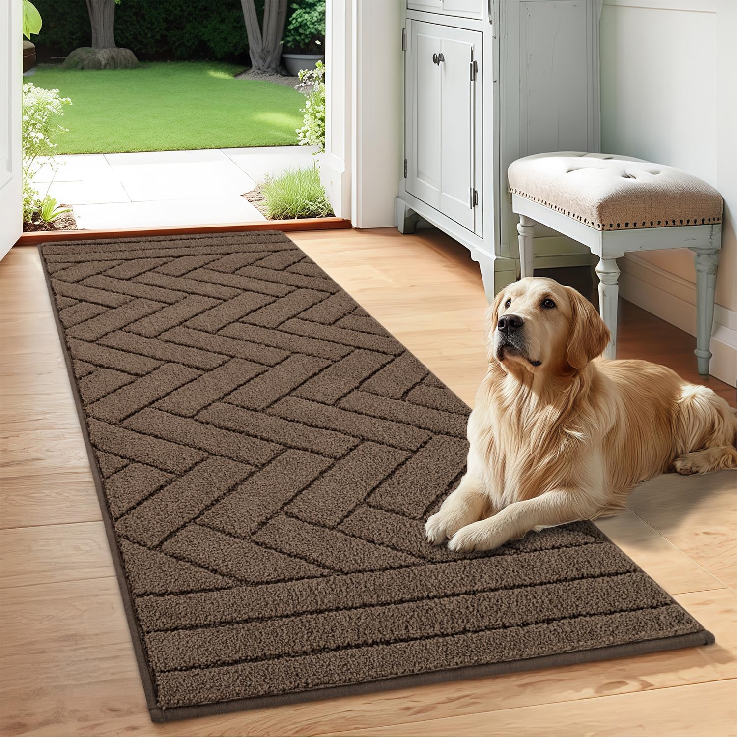 Tindbea Dog Mat for Muddy Paws - Absorbs Moisture and Dirt
