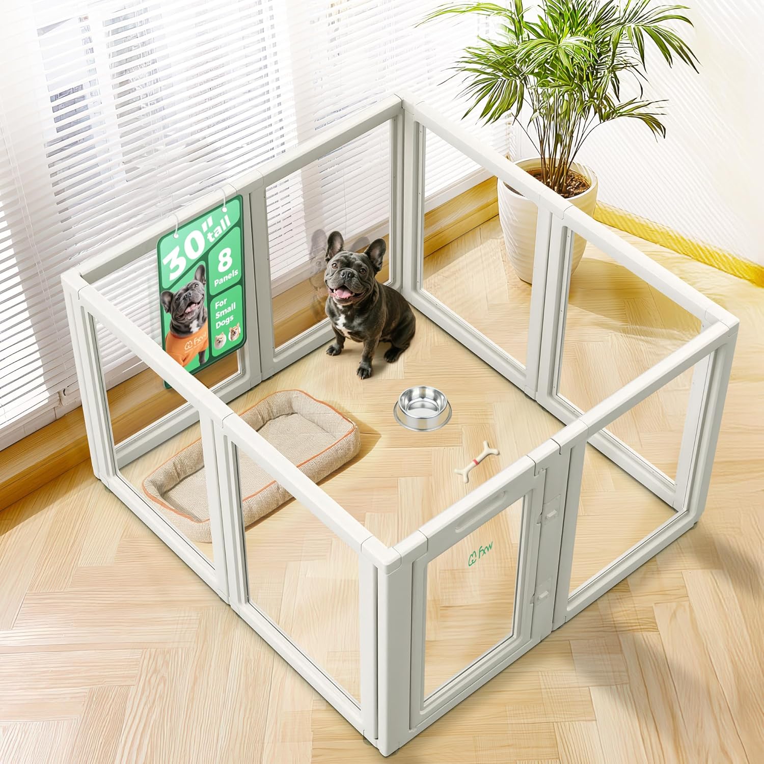 FXW AuraSpace Acrylic Indoor Dog Playpen for Small Dogs