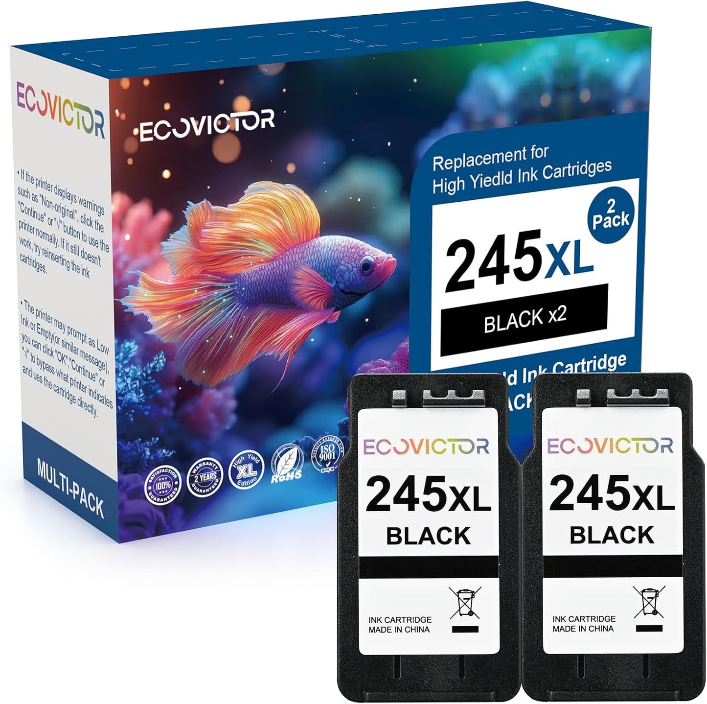 EcoVictor 245XL Black Ink Cartridge Replacement for Canon Printers