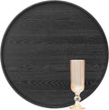 16 inch Round Solid Wood Serving Tray - Extra Large Non-Slip Server