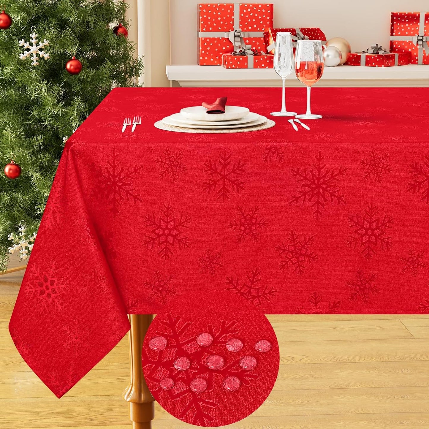 Smiry Rectangle Christmas Tablecloth 60x120 Inch for Holiday Decor