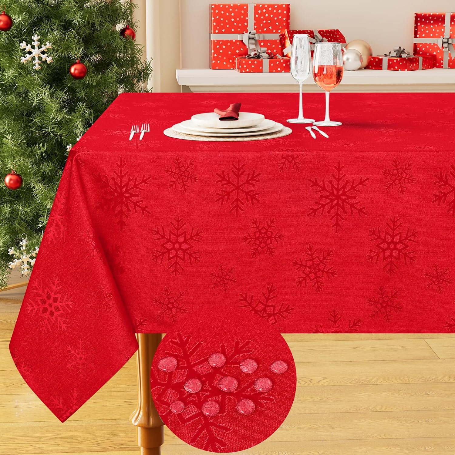 Smiry Rectangle Christmas Tablecloth 60x120 Inch for Holiday Decor