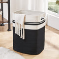 Laundry Hamper Tall Cotton Storage Basket - Collapsible, Large