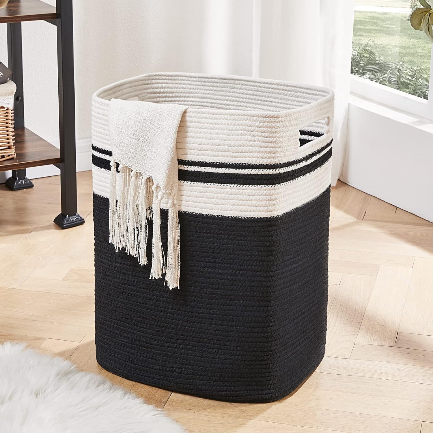 OIAHOMY Cotton Laundry Hamper - Tall Storage Basket for Home