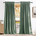 NICETOWN Green Velvet Curtains 96 in 2 Panels - Blackout & Sound