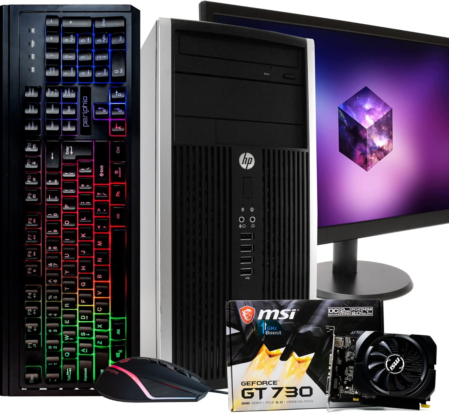 HP Gaming PC Intel i5, NVIDIA GT 730, 512GB SSD + Monitor & Accessories