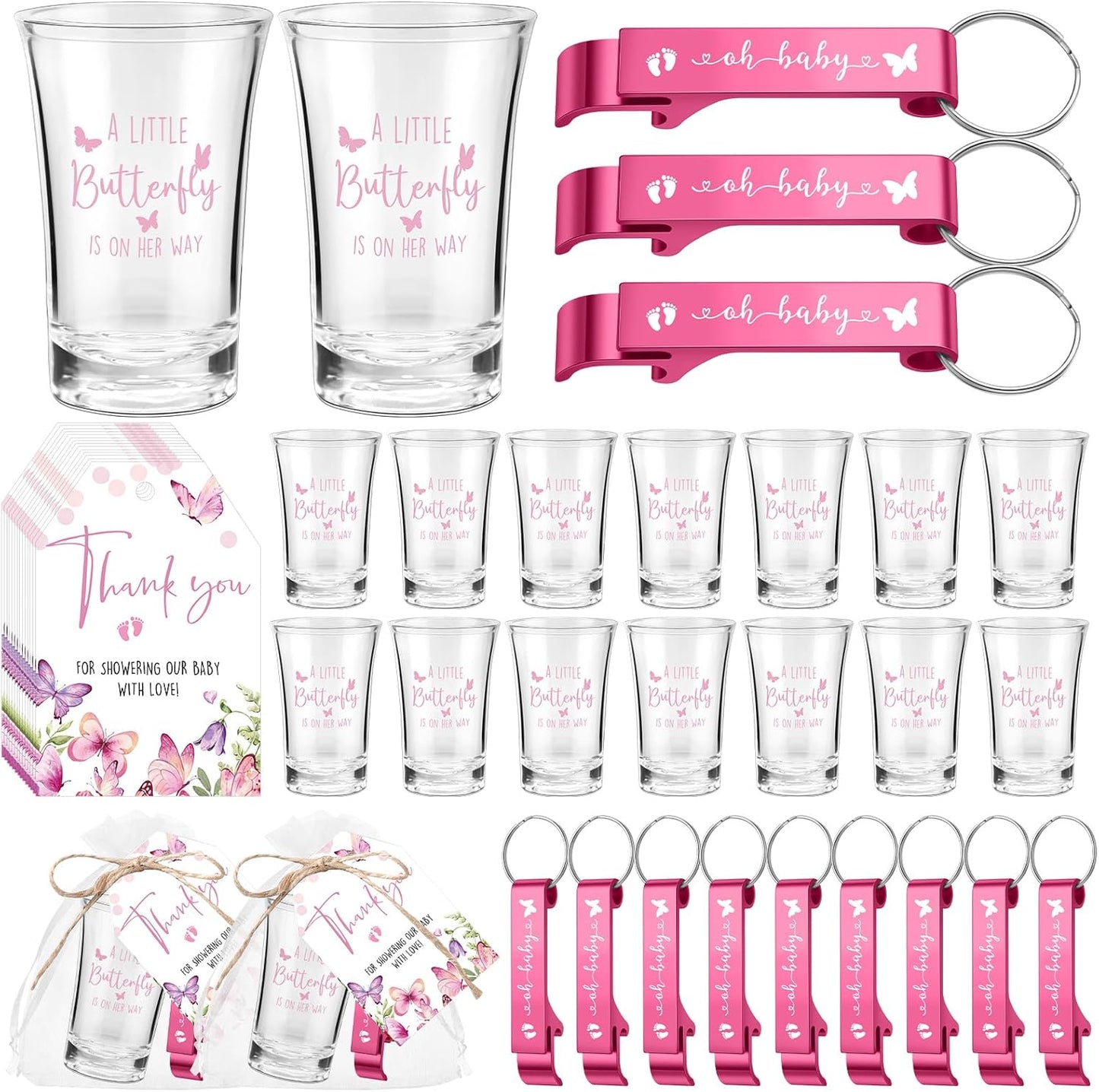 50 Sets Baby Shower Favor with Acrylic Shot Glasses and Gifts