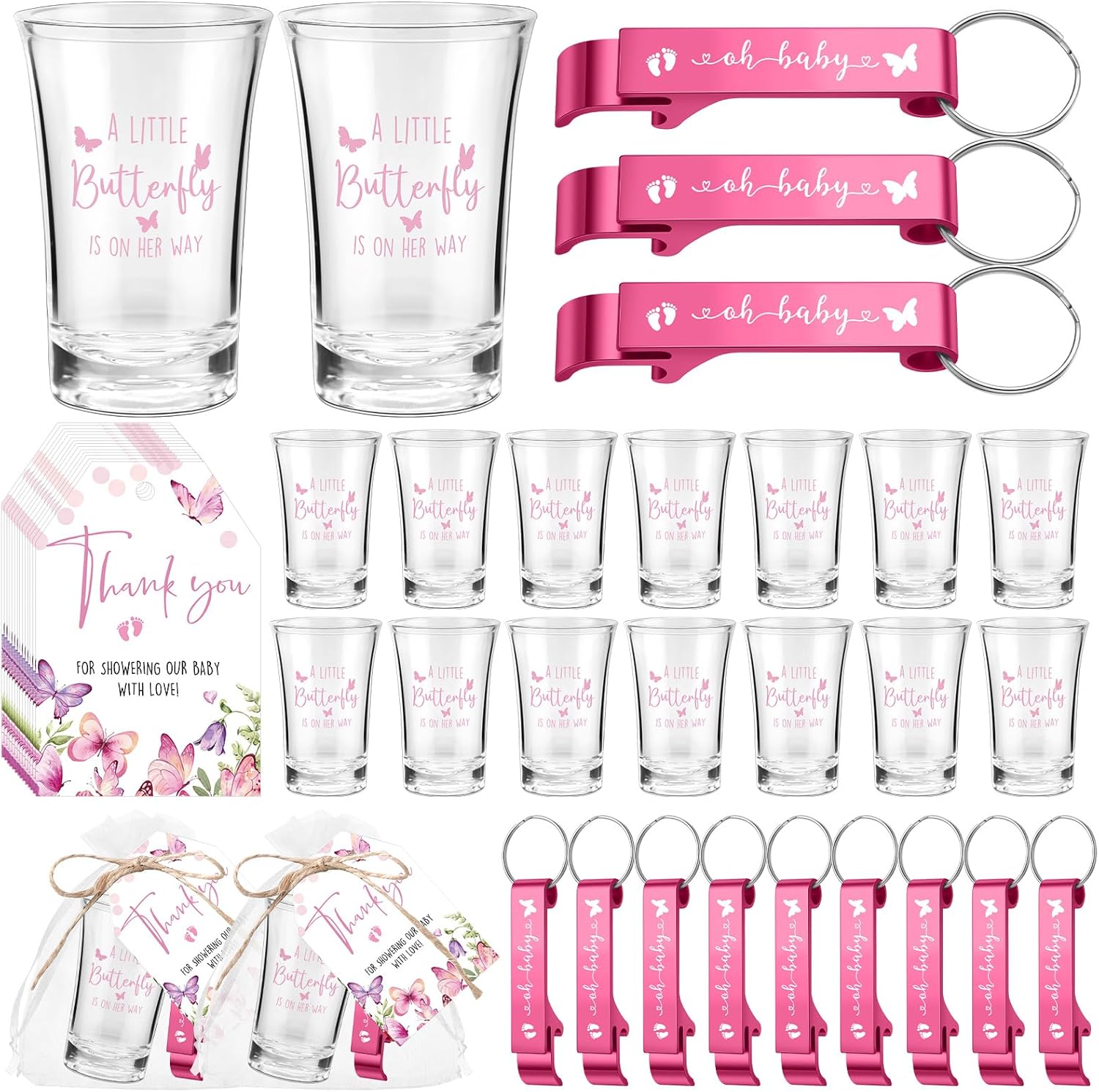 50 Sets Baby Shower Favor with Acrylic Shot Glasses and Gifts