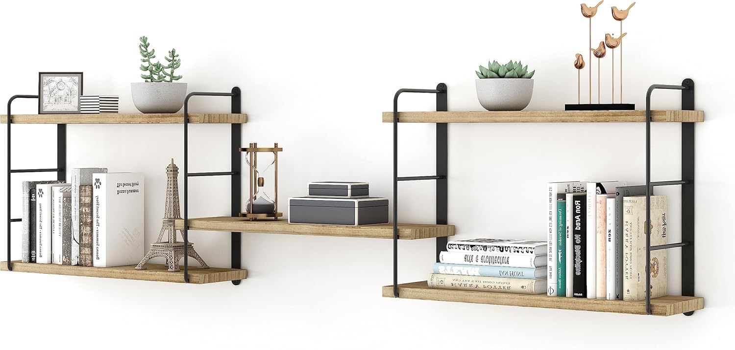 Wall Mounted Floating Shelves for Rustic Home Decor Storage