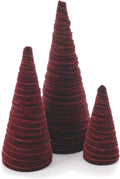 Set of 3 Burgundy Velvet Trees for Elegant Home Decor