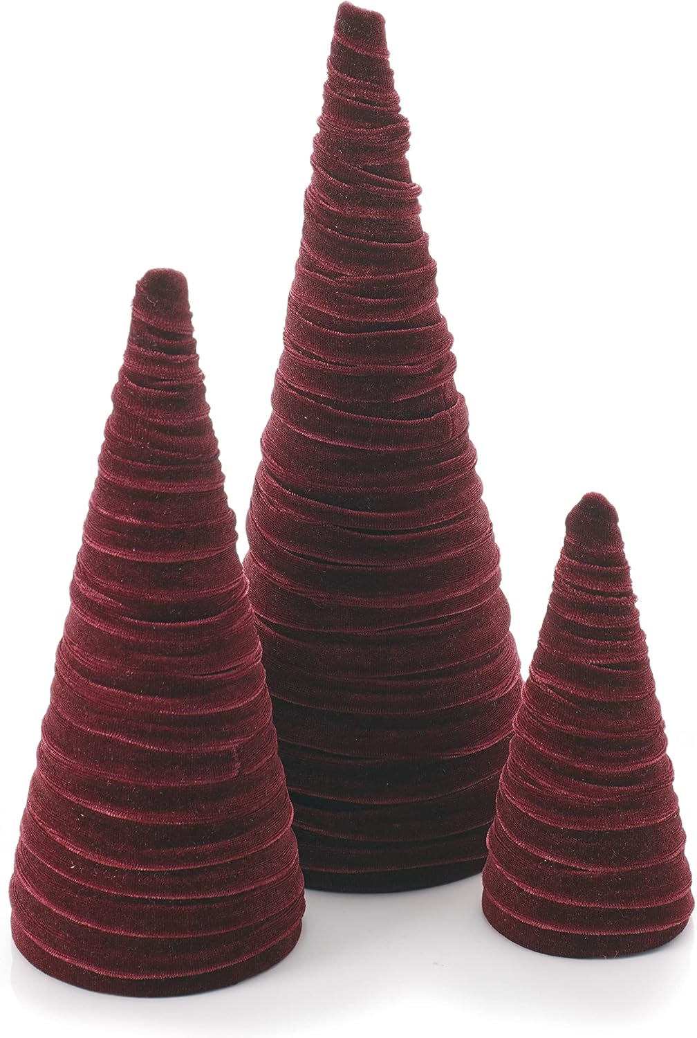 Set of 3 Burgundy Velvet Trees for Elegant Home Decor
