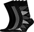 VRD Mens Dress Socks Bamboo Rayon 5-Pack Crew Socks - Gift Box