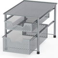 Stackable 2 Tier Sliding Basket Organizer Drawer Silver - Space Saver
