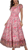 OSTOO Women's Boho Floral Tiered Maxi Dress - Flowy Summer Scoop