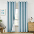 Melodieux Sky Blue 100% Blackout Linen Curtains 108 in - Thermal