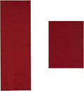 Machine Washable Modern Solid Runner Rug 2pc Set - Non-Slip Red