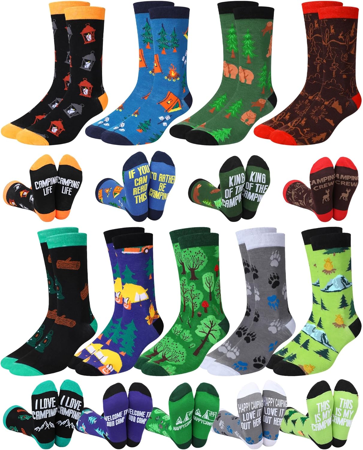 9 Pairs Cool Camping Socks for Men