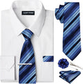 Solid Colors Mens Dress Shirt and Tie Set - 6PC Formal Shirt Set Men's