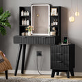 Vanity Desk With HD Lighted Mirror and Lights - Compact Makeup Table