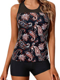 Racerback Tankini Swimsuit Two Piece with Shorts - Modest Athletic Fit