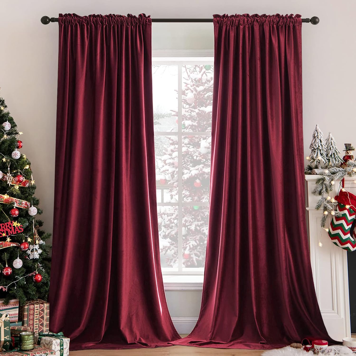 MIULEE Burgundy Velvet Curtains for Elegant Home Decor