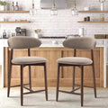 Counter Height Bar Stools Set of 2 - Mid Century Upholstered Camel