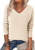 Zeagoo Women's V Neck Knit Pullover Sweater for Fall Fashion