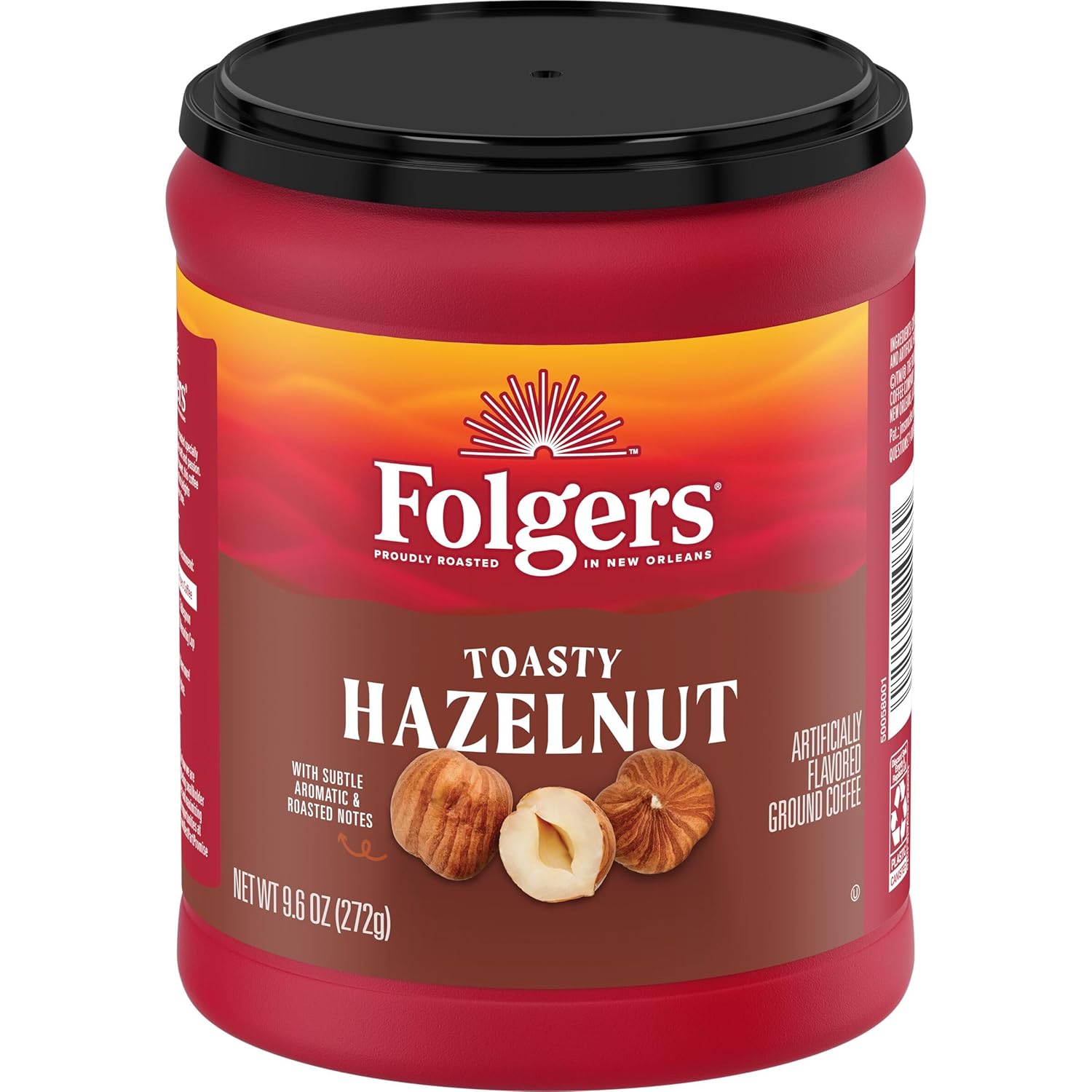 Folgers Toasty Hazelnut Ground Coffee, 9.6 Ounce Canister Pack