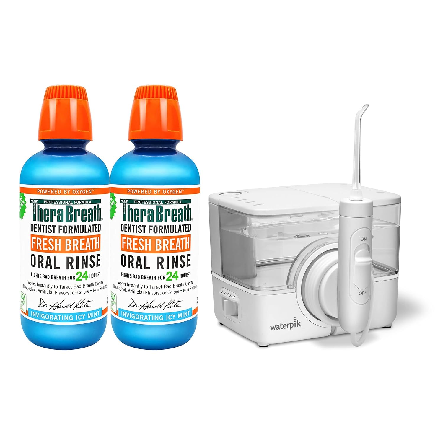 Waterpik ION Cordless Water Flosser with TheraBreath Rinse Bundle