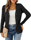Womens Knit Cardigan Long Sleeve Button Down Sweater - Lightweight