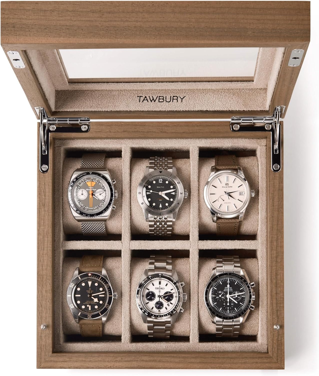 TAWBURY Premium Walnut Watch Box - Elegant & Secure Storage
