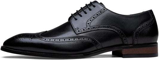 Jousen Men's Dress Shoes Leather Wingtip Oxford for Formal Events
