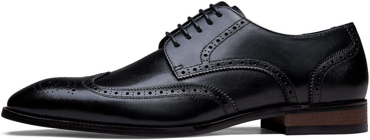 Jousen Men's Dress Shoes Leather Wingtip Oxford for Formal Events
