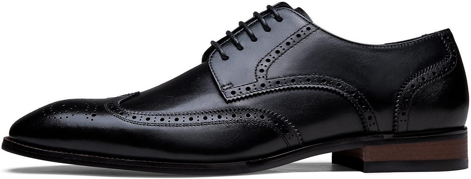 Jousen Men's Dress Shoes Leather Wingtip Oxford for Formal Events