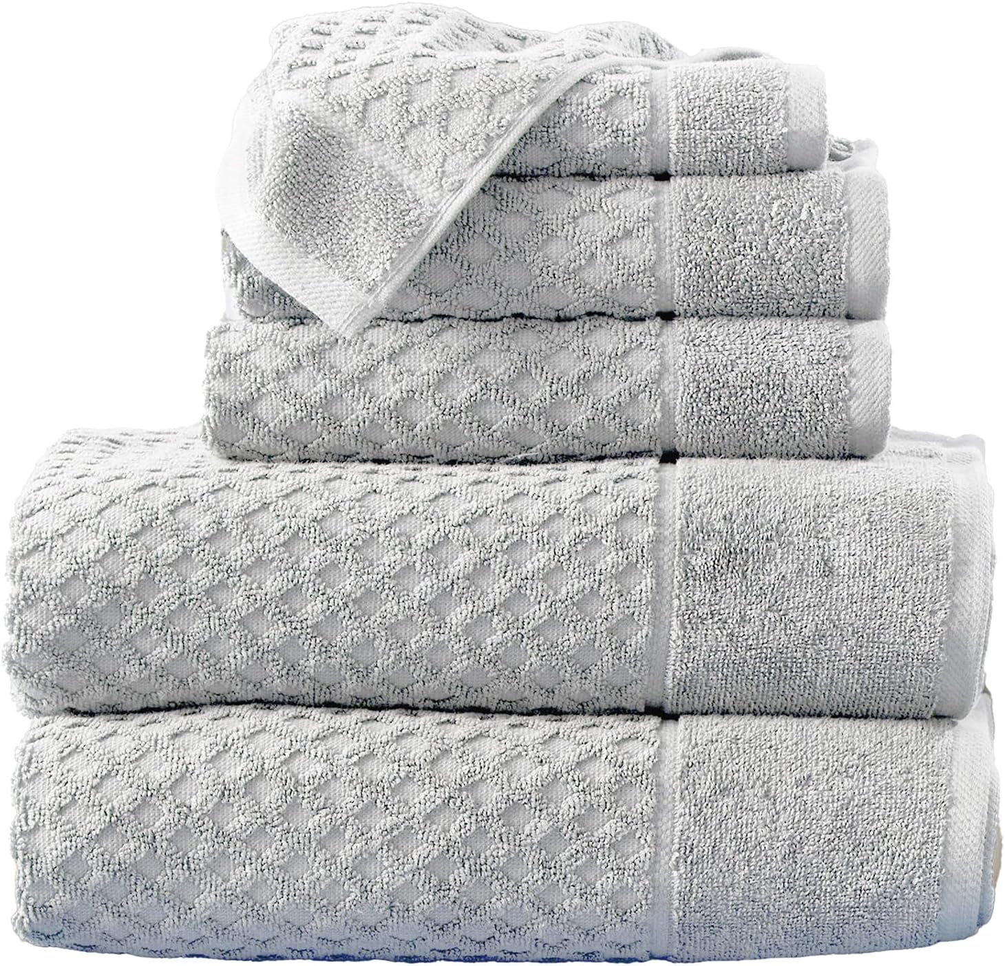 Light Grey Bath Towel Set - 100% Cotton 6 Piece Collection