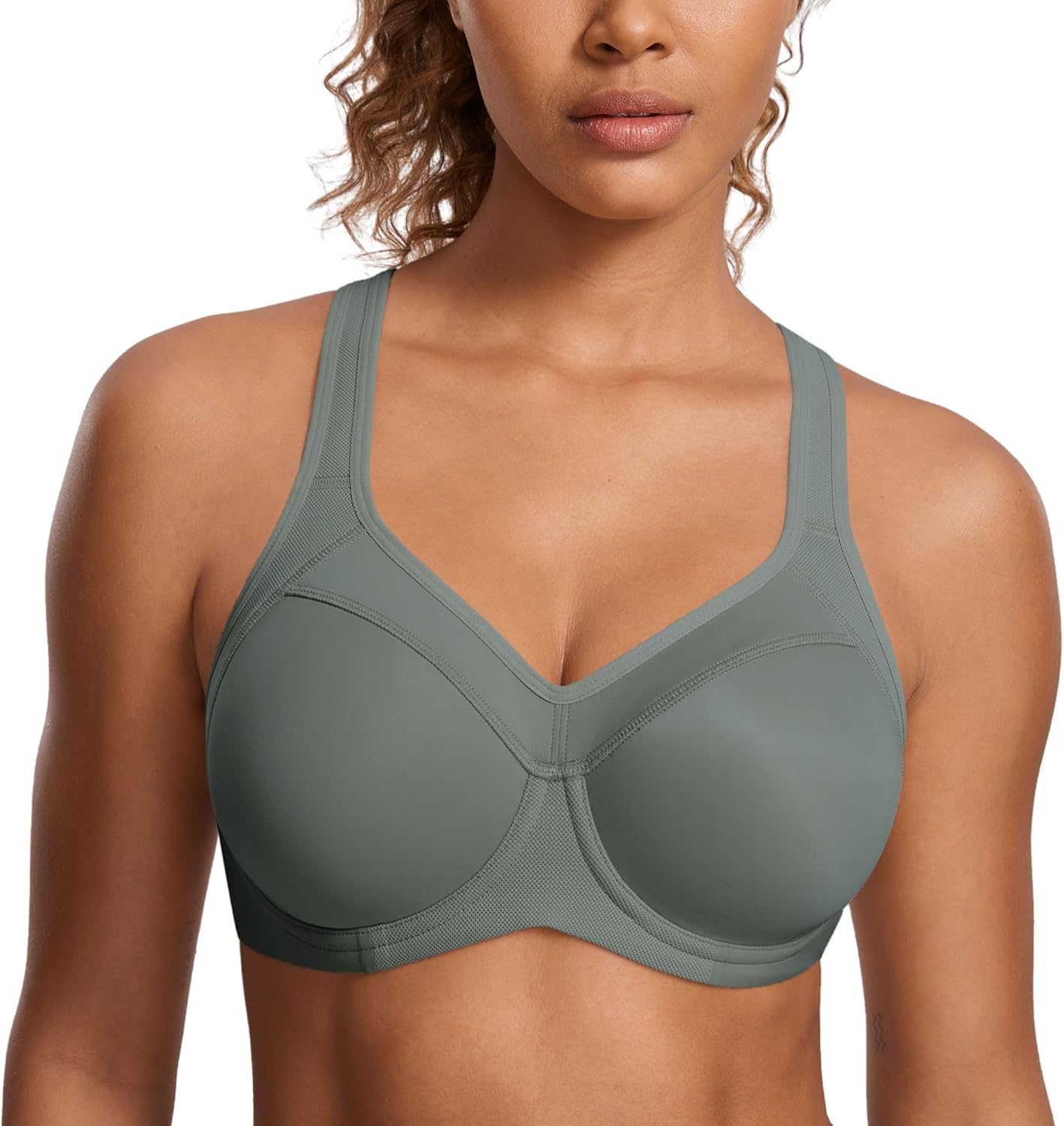 SYROKAN Women's Full Support High Impact Racerback Sports Bra