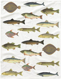 Vintage Fish Flannel Fleece Throw Blanket - Ultra Soft Kids Size
