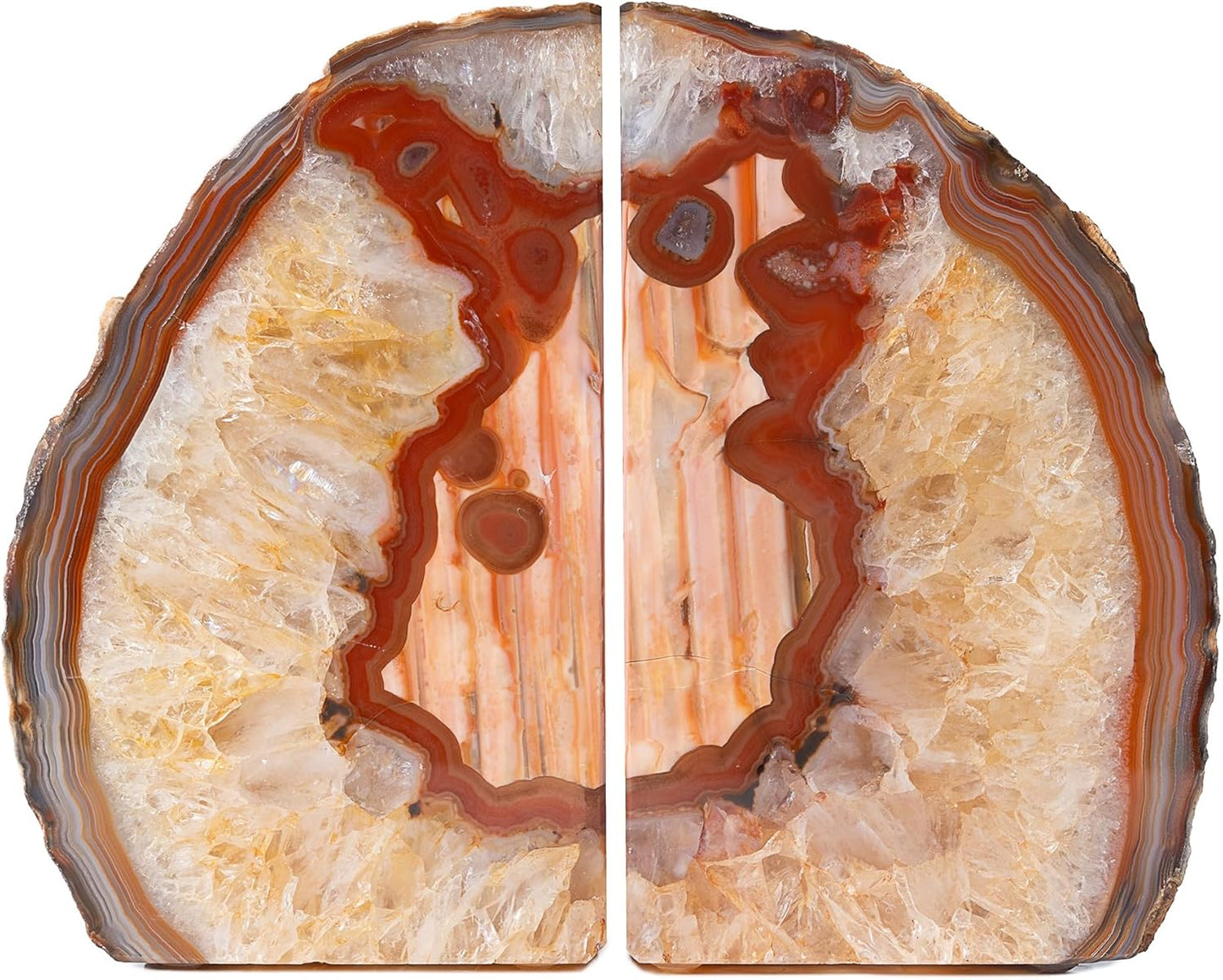 Agate Bookends - Stunning Natural Brown Geode Decor for Home
